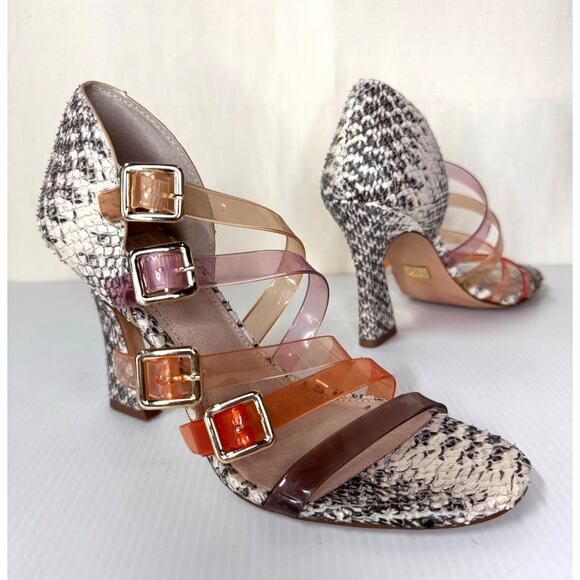 LOUISE ET CIE Isoldah Heels Size 6 Leather Strappy Buckle Leather Caged Pump - Picture 1 of 11